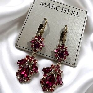 Marchesa
Gold Tone Pink Cluster Double Drop Earrings